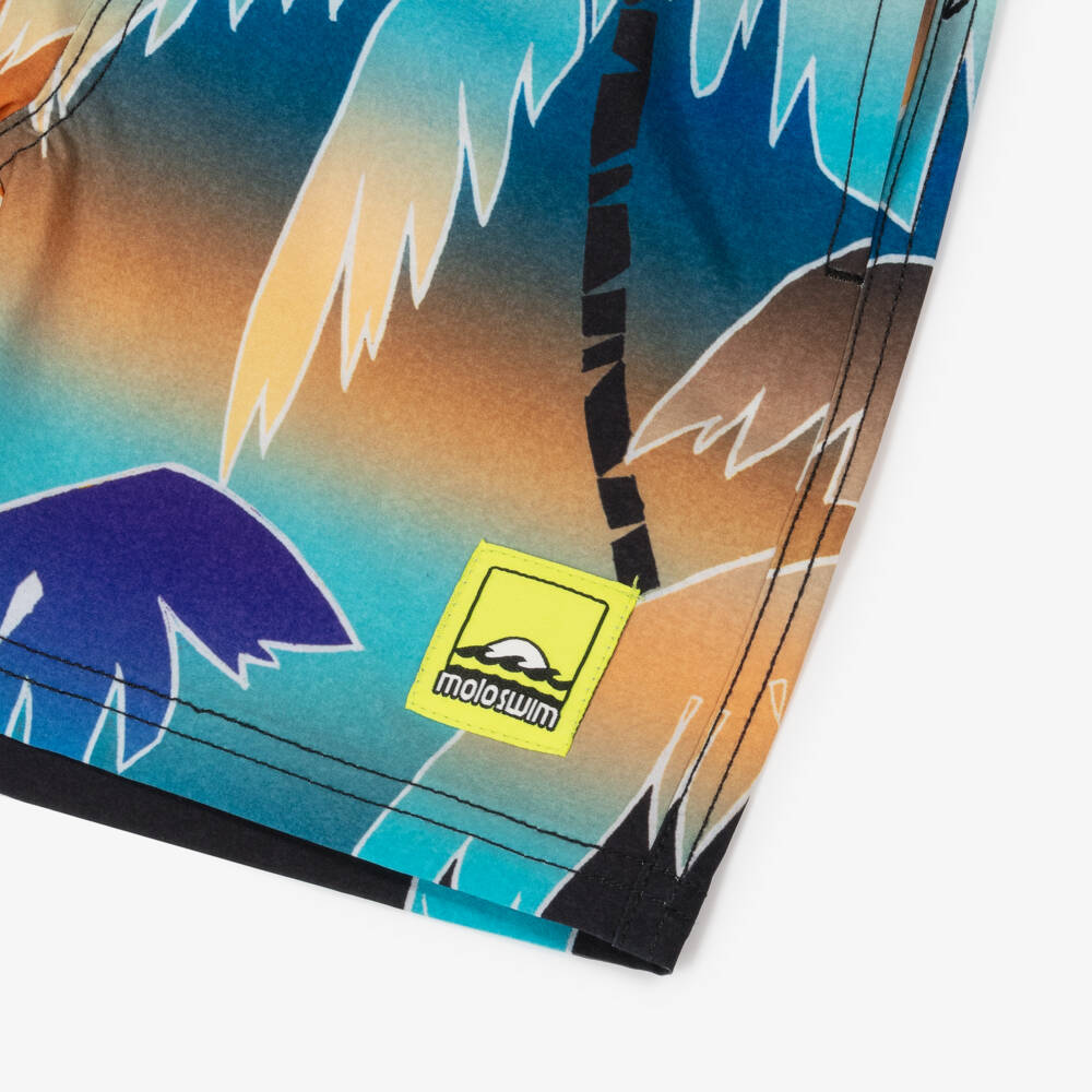 Molo-Boys Blue Multi Palm Tree Swim Shorts (UPF50+) | Childrensalon Outlet