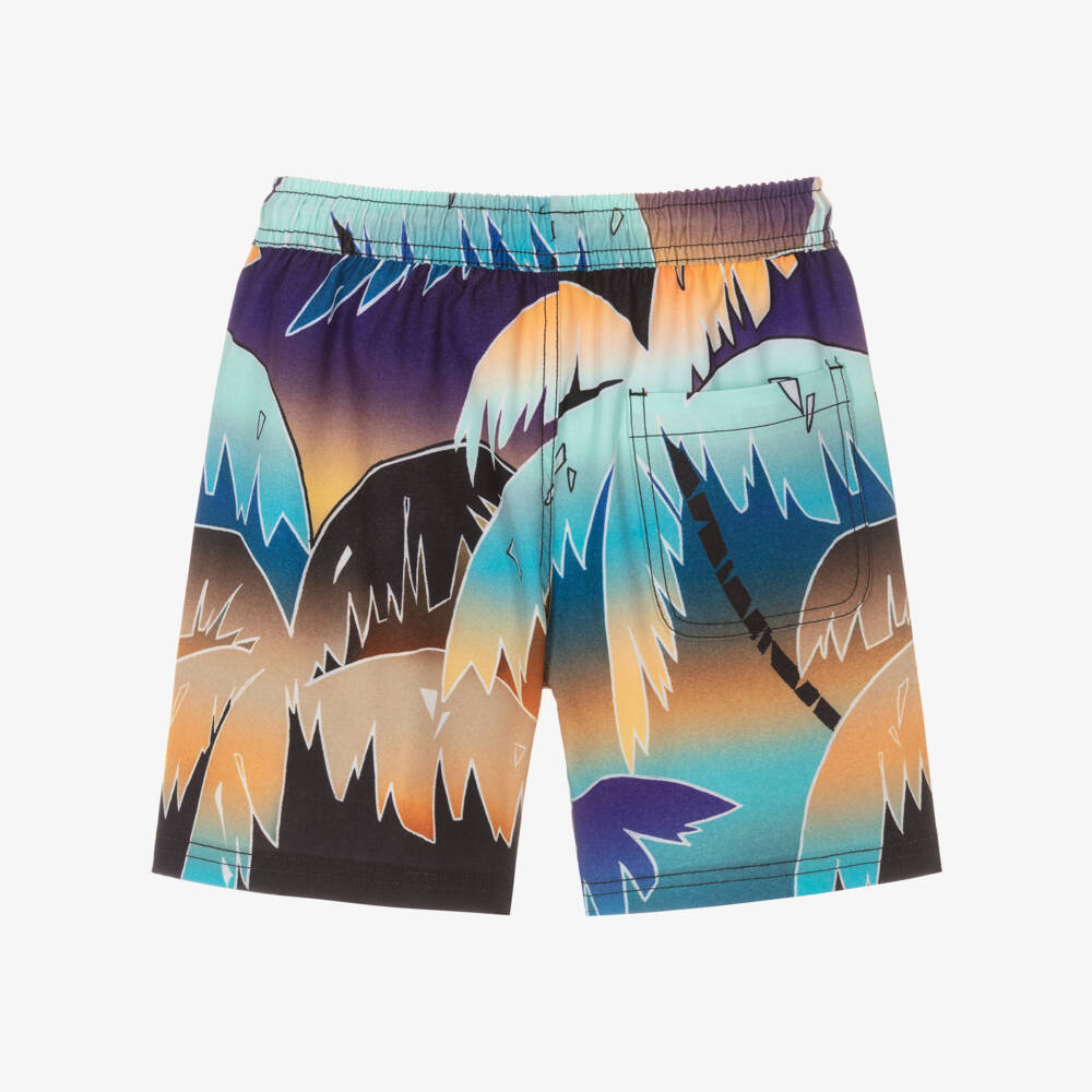 Molo-Boys Blue Multi Palm Tree Swim Shorts (UPF50+) | Childrensalon Outlet