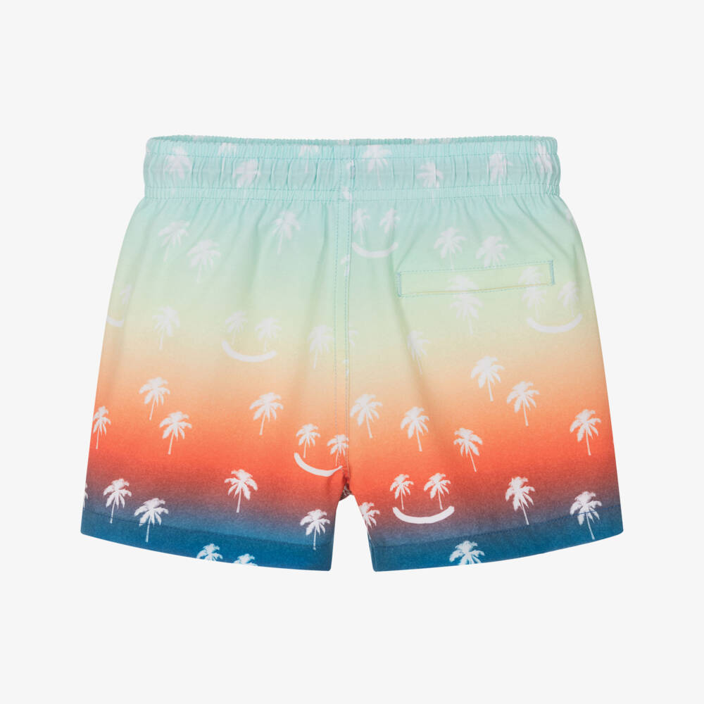 Molo-Boys Blue Ombré Palm Smile Swim Shorts (UPF50+) | Childrensalon Outlet