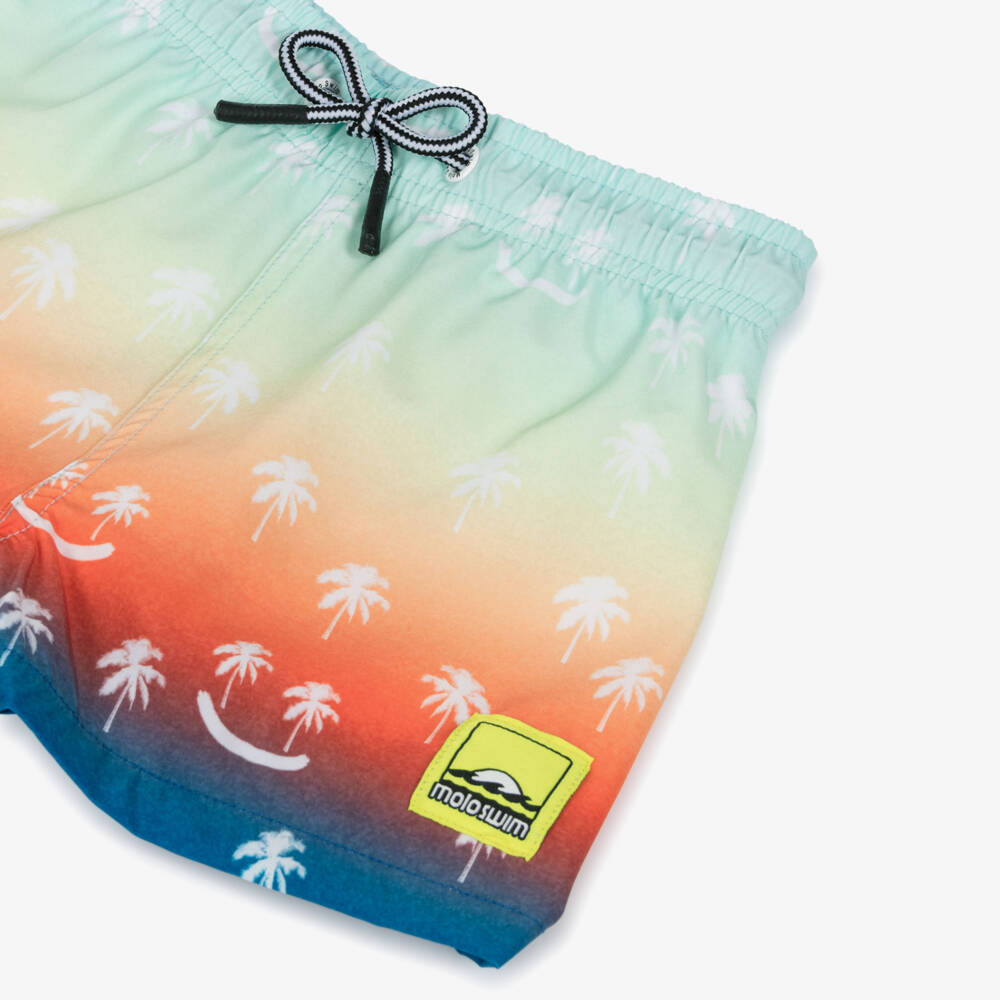 Molo-Boys Blue Ombré Palm Smile Swim Shorts (UPF50+) | Childrensalon Outlet
