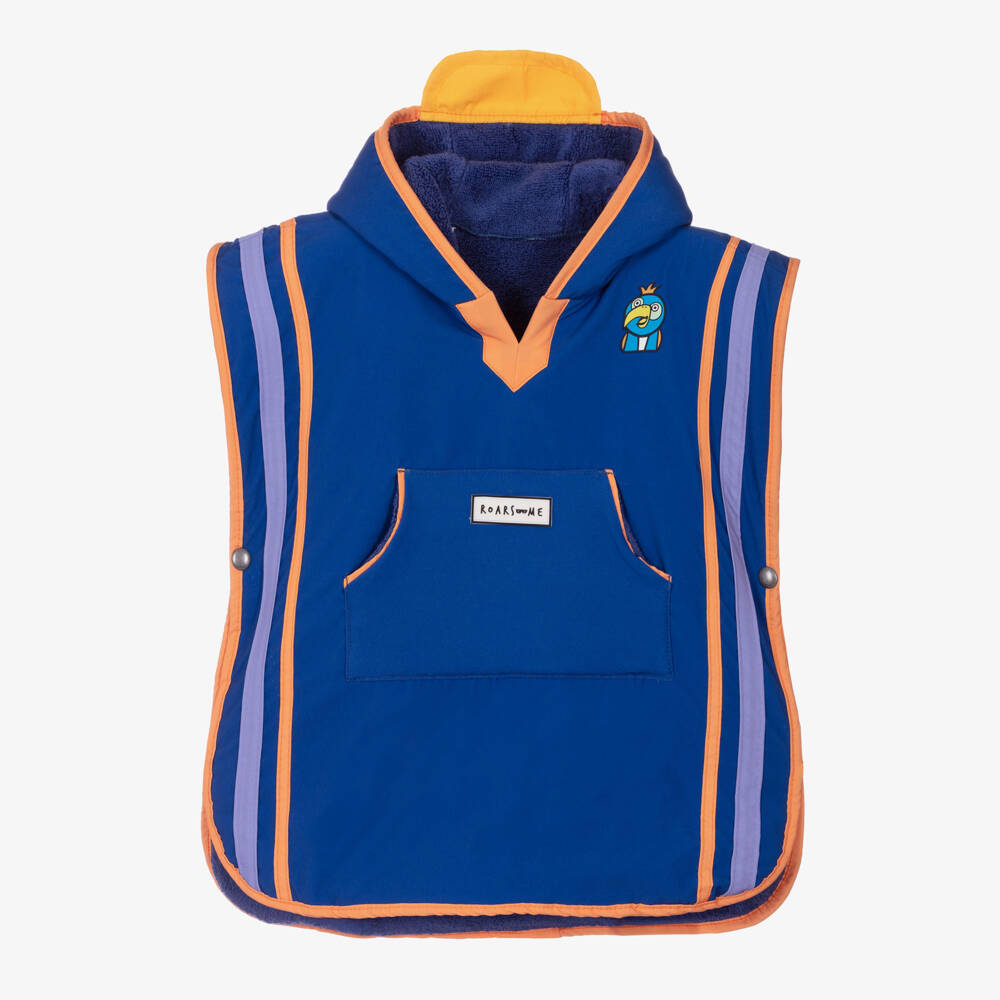Roarsome-Boys Blue & Orange Hooded Poncho Towel | Childrensalon Outlet
