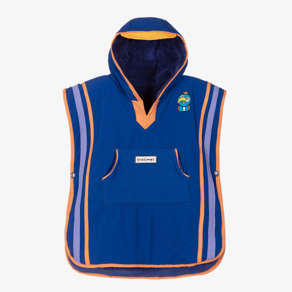 Roarsome-Boys Blue & Orange Hooded Poncho Towel | Childrensalon Outlet