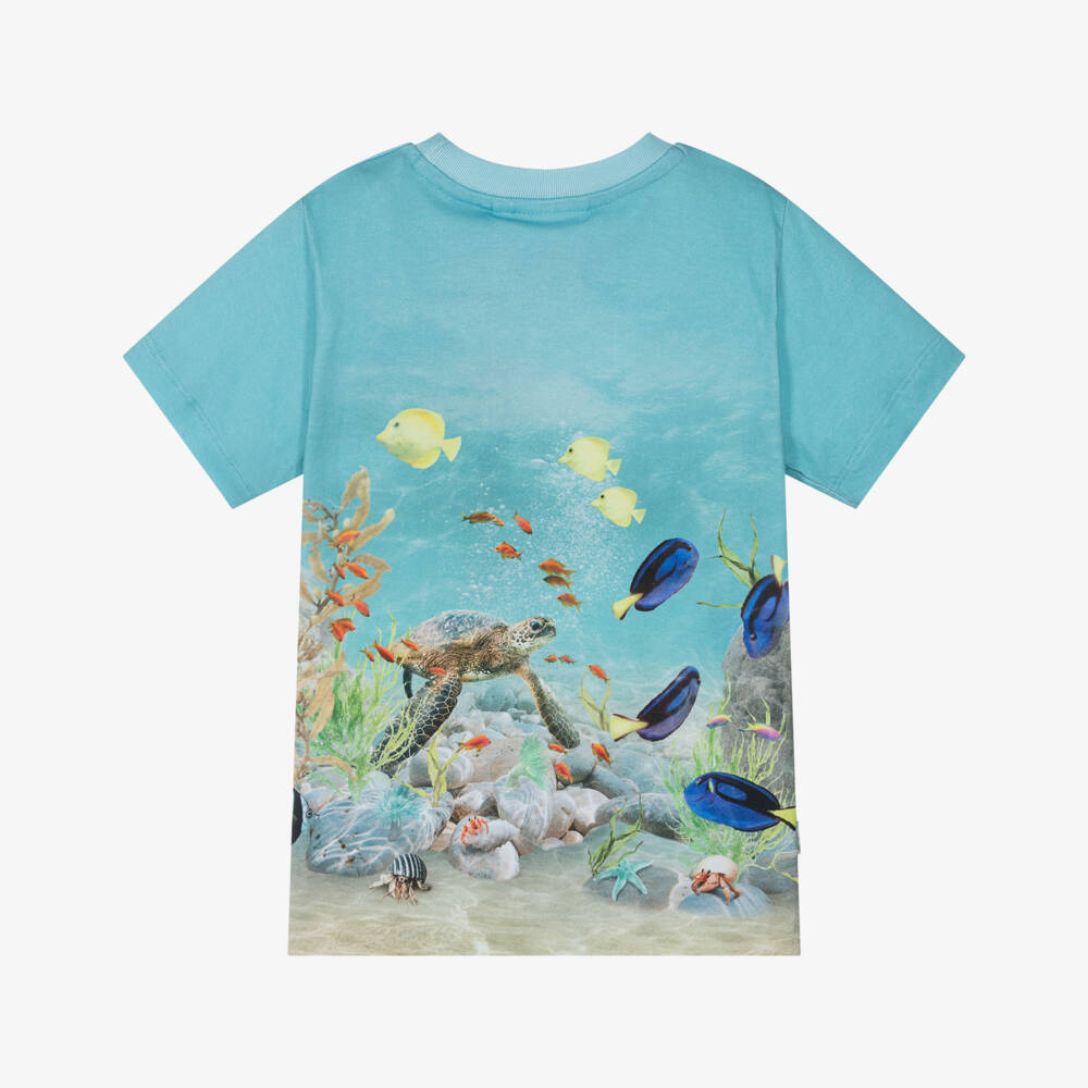 Molo-Boys Blue Organic Cotton Turtle T-Shirt | Childrensalon Outlet
