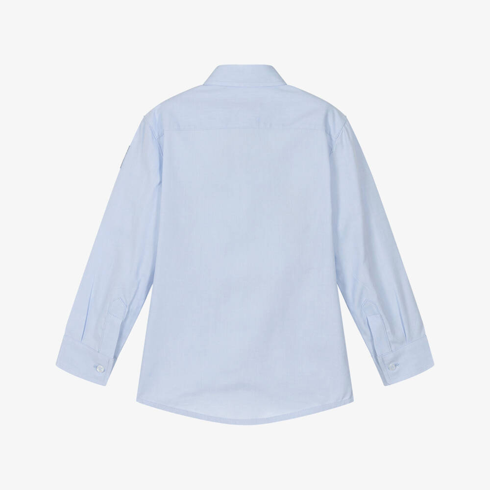 AIGNER-Boys Blue Oxford Cotton Logo Pattern Shirt | Childrensalon Outlet