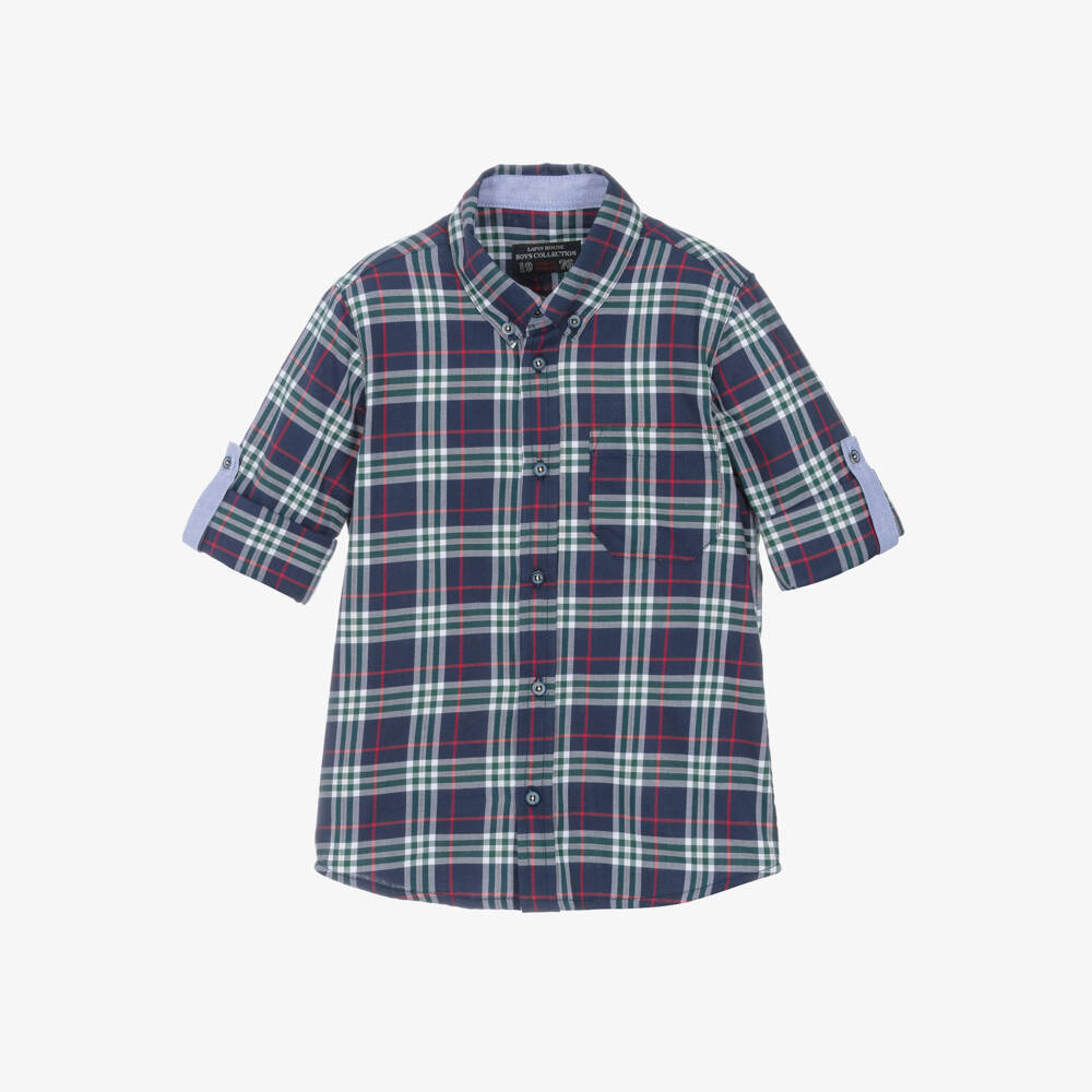 Lapin House-Boys Blue, Red & Green Tartan Shirt | Childrensalon Outlet