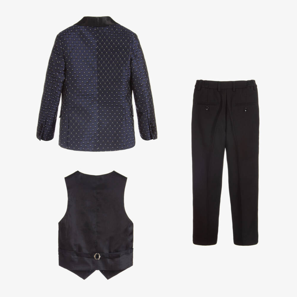 Romano-Boys Blue Satin Suit | Childrensalon Outlet