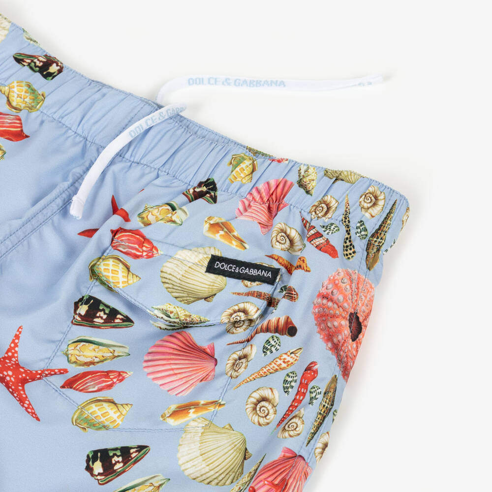 Dolce & Gabbana-Boys Blue Sea Shell Print Swim Shorts | Childrensalon Outlet