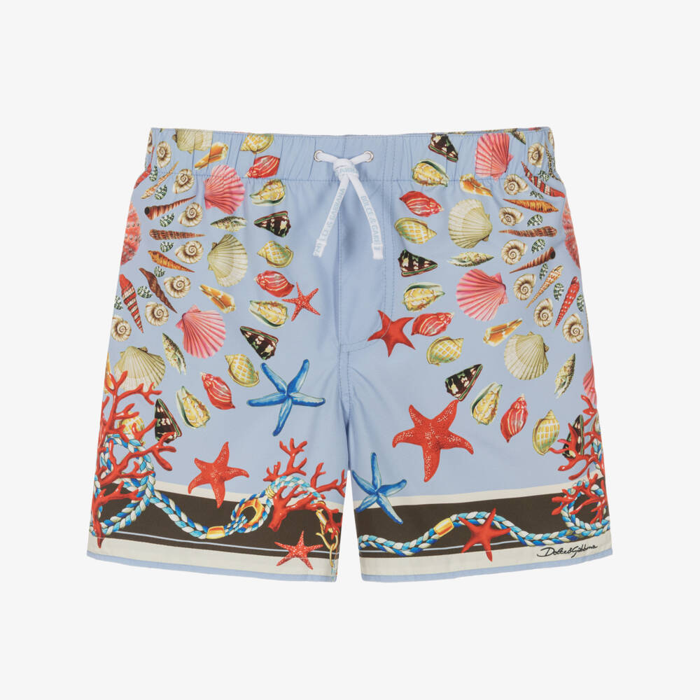 Dolce & Gabbana-Boys Blue Sea Shell Print Swim Shorts | Childrensalon Outlet