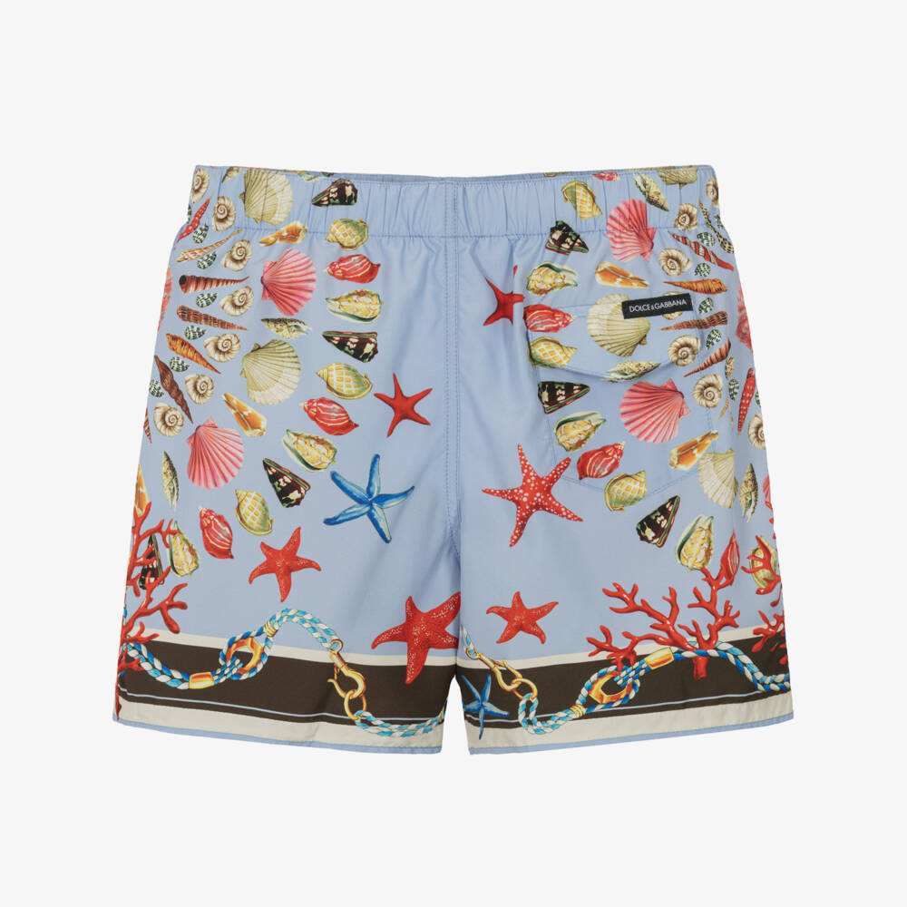 Dolce & Gabbana-Boys Blue Sea Shell Print Swim Shorts | Childrensalon Outlet