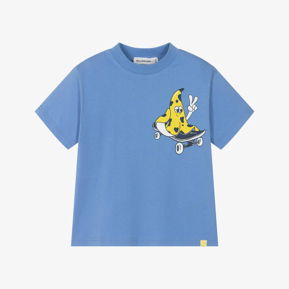 Billieblush-Boys Blue Skateboarding Banana Cotton T-Shirt | Childrensalon Outlet