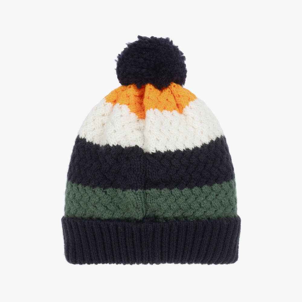 Week-end à la mer-Boys Blue Stripe Knitted Pom-Pom Hat | Childrensalon Outlet