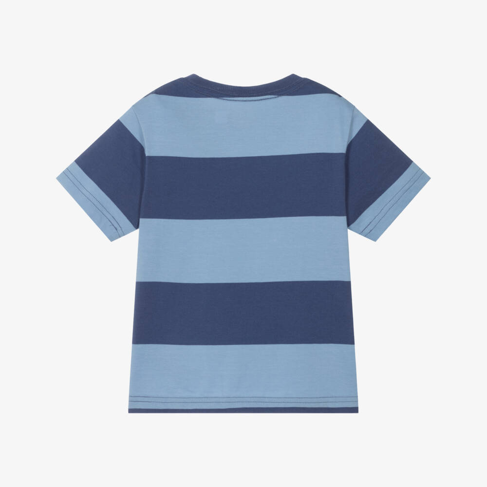Ralph Lauren-Boys Blue Striped Cotton Pony Logo T-Shirt | Childrensalon Outlet