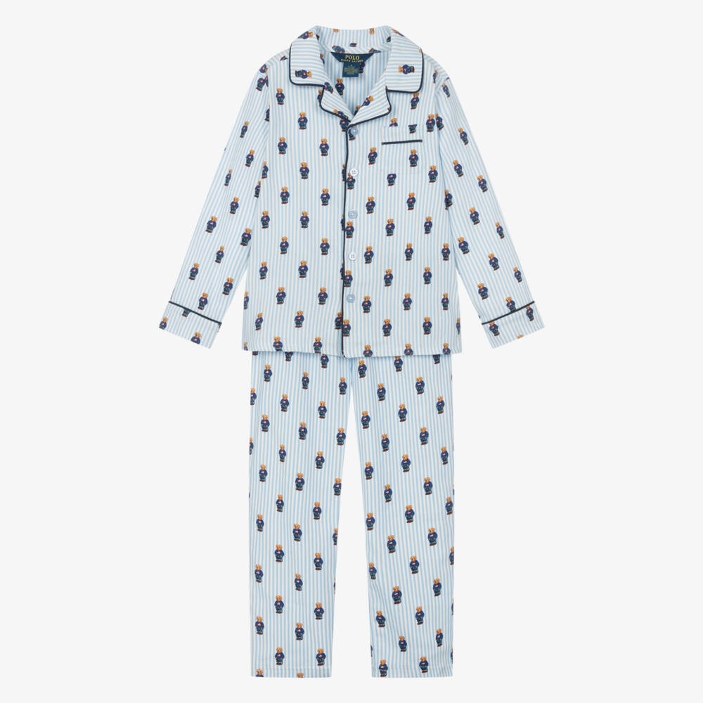 Ralph Lauren-Boys Blue Striped Cotton Pyjamas | Childrensalon Outlet