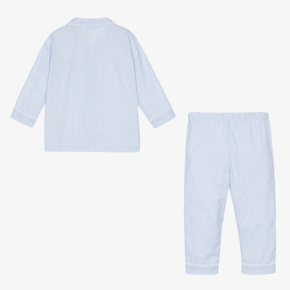 Mini-la-Mode-Boys Blue Striped Cotton Pyjamas | Childrensalon Outlet