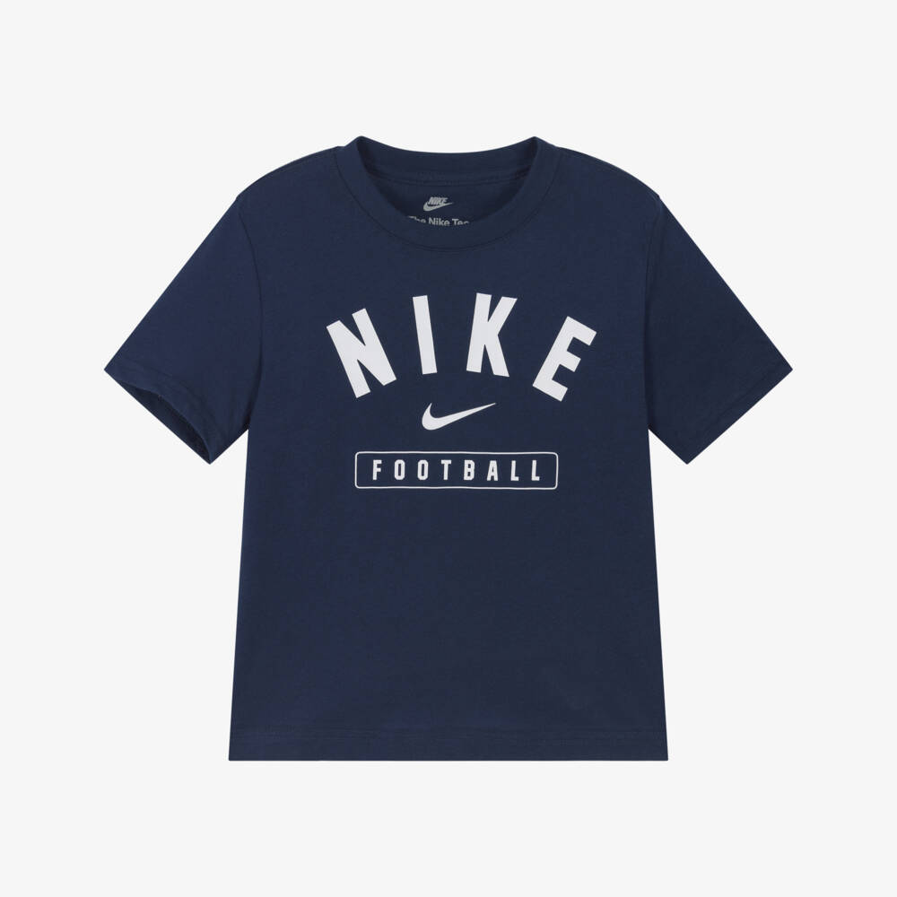Nike-Boys Blue Swoosh & Football Logo T-Shirt | Childrensalon Outlet