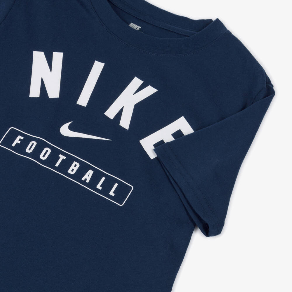 Nike-Boys Blue Swoosh & Football Logo T-Shirt | Childrensalon Outlet