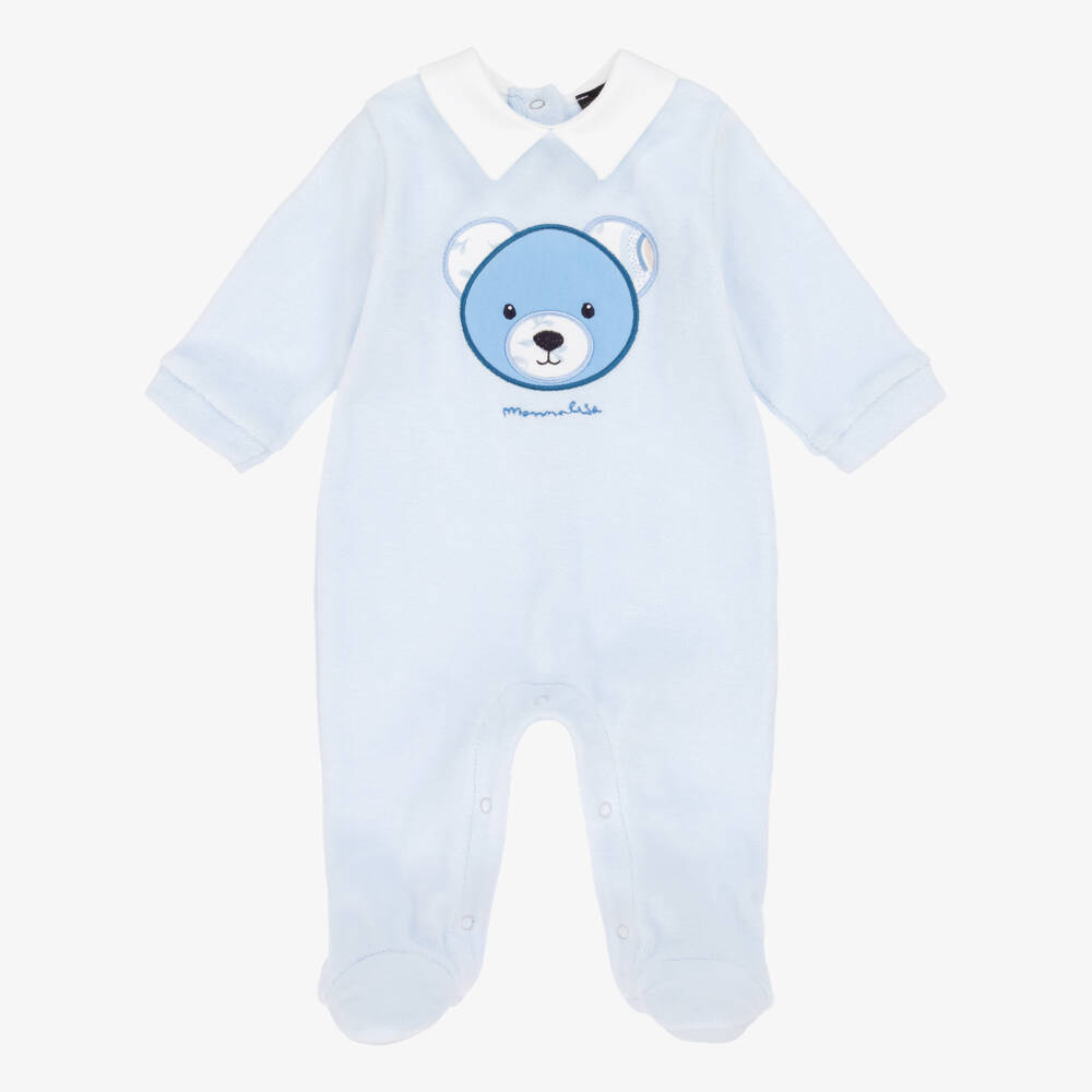 Monnalisa-Мягкий голубой комбинезон с мишкой для мальчиков | Childrensalon Outlet