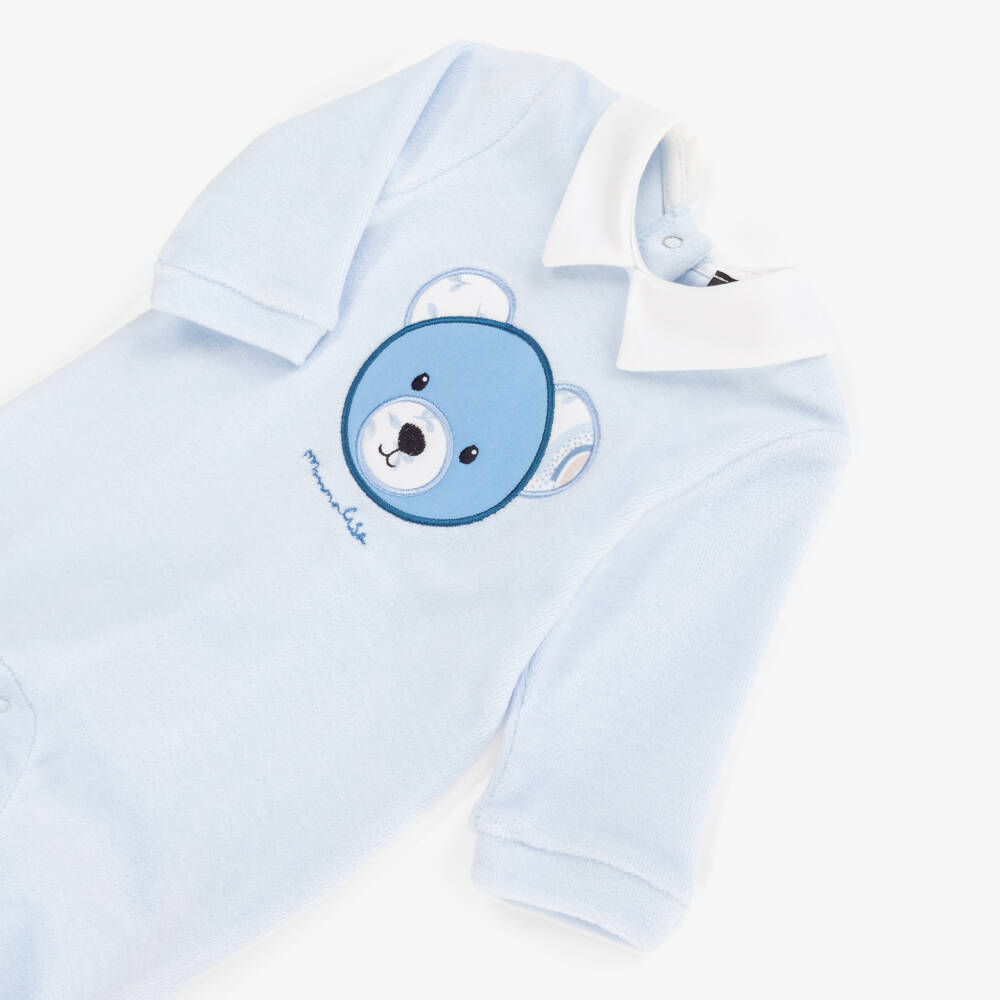 Monnalisa-Мягкий голубой комбинезон с мишкой для мальчиков | Childrensalon Outlet