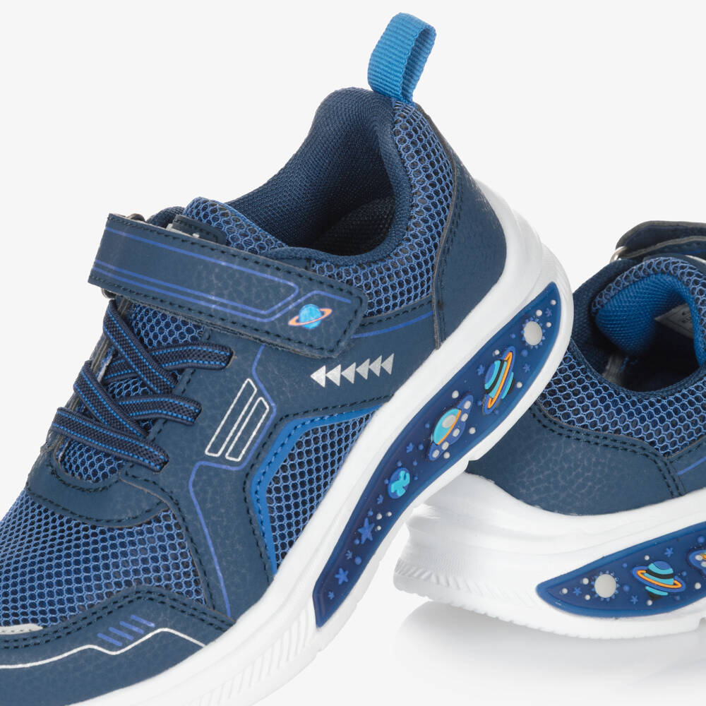 Beppi-Boys Blue Trainers with Light-Up Planets | Childrensalon Outlet
