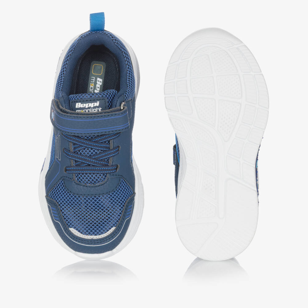 Beppi-Boys Blue Trainers with Light-Up Planets | Childrensalon Outlet