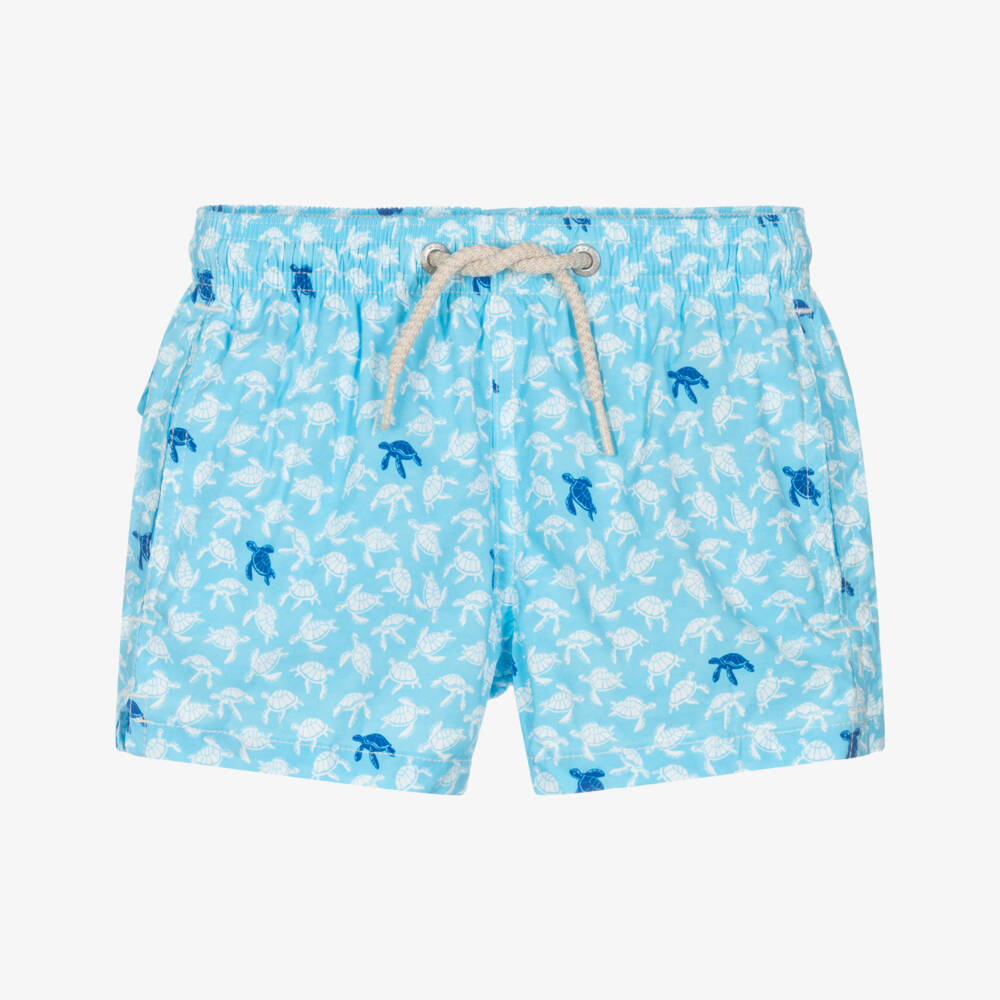MC2 Saint Barth-Boys Blue Turtle Print Swim Shorts | Childrensalon Outlet