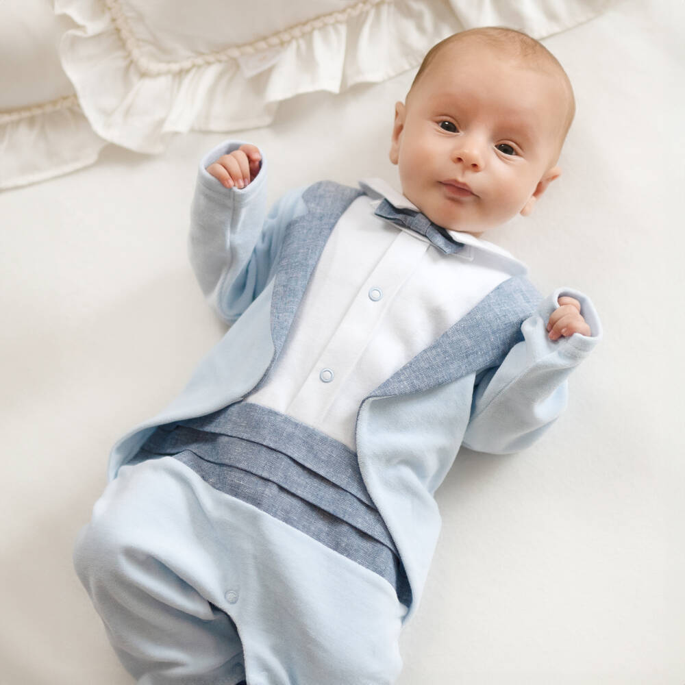 Sofija-Велюровый синий комбинезон для мальчиков | Childrensalon Outlet