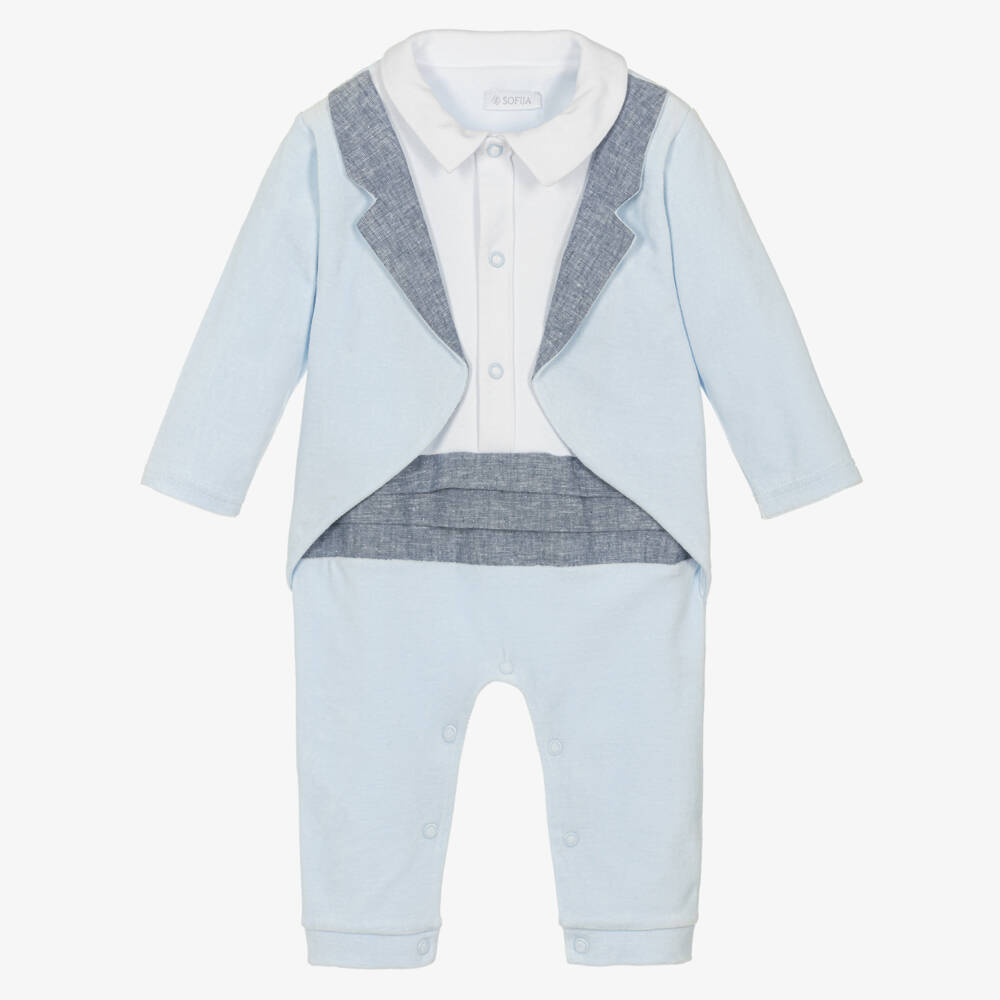 Sofija-Велюровый синий комбинезон для мальчиков | Childrensalon Outlet