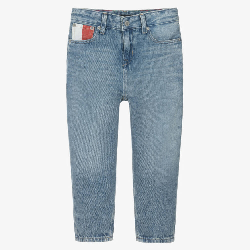 Tommy Hilfiger-Boys Blue Vintage Wash Straight Fit Jeans | Childrensalon Outlet