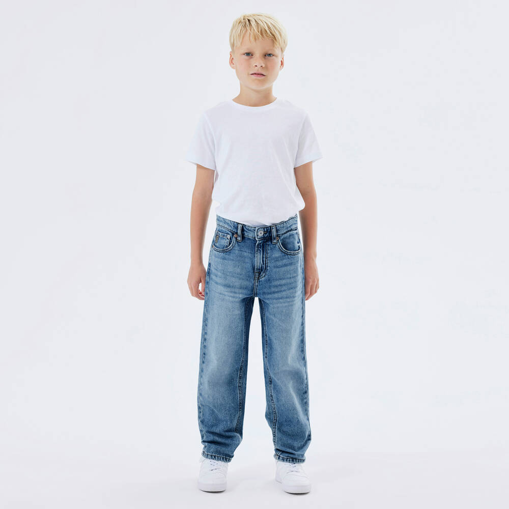 NAME IT-Boys Blue Washed Denim Straight Leg Jeans | Childrensalon Outlet