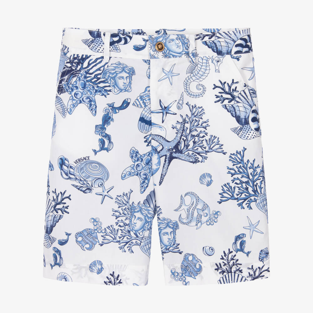 Versace-Шорты из хлопка с океаническим принтом для мальчиков | Childrensalon Outlet