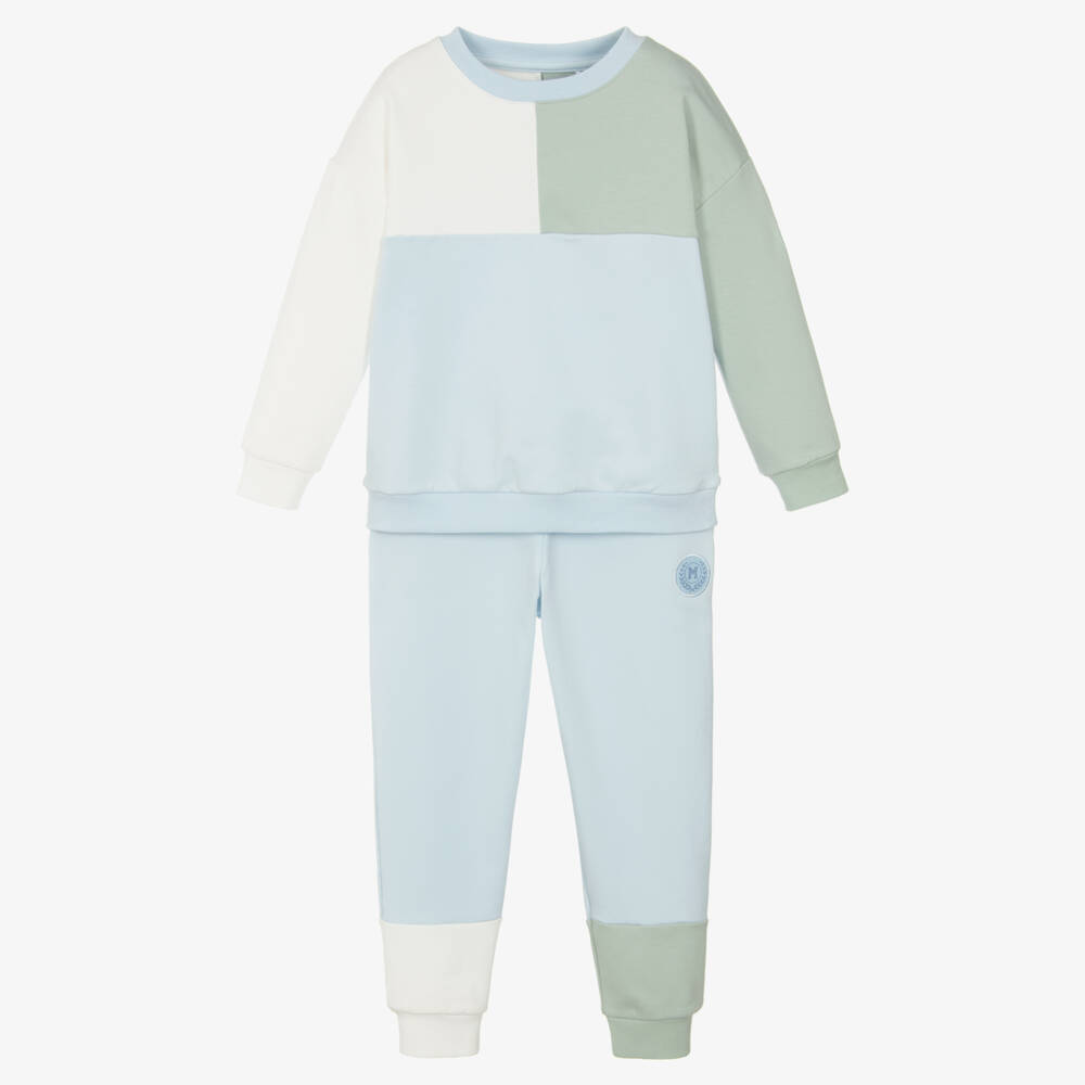 Mitch & Son-Boys Blue, White & Green Colourblock Tracksuit | Childrensalon Outlet