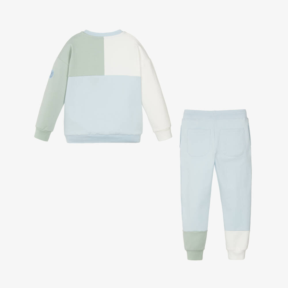 Mitch & Son-Boys Blue, White & Green Colourblock Tracksuit | Childrensalon Outlet