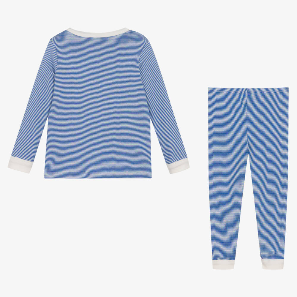 Petit Bateau-Boys Blue & White Striped Cotton Pyjamas | Childrensalon Outlet