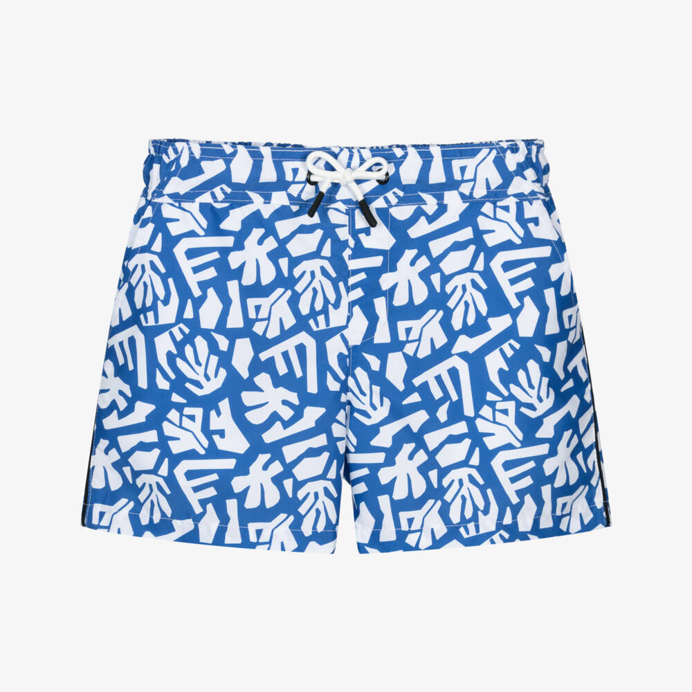 Mayoral Nukutavake-Boys Blue & White Swim Shorts | Childrensalon Outlet