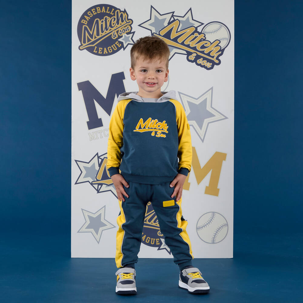 Mitch & Son-Boys Blue & Yellow Cotton Tracksuit | Childrensalon Outlet