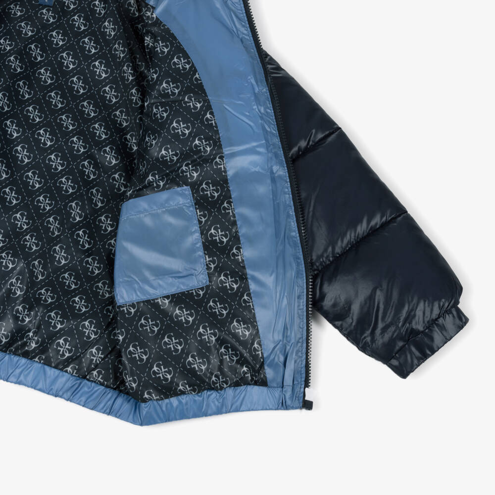 Guess-Boys Blue Zip-Up Puffer Jacket | Childrensalon Outlet