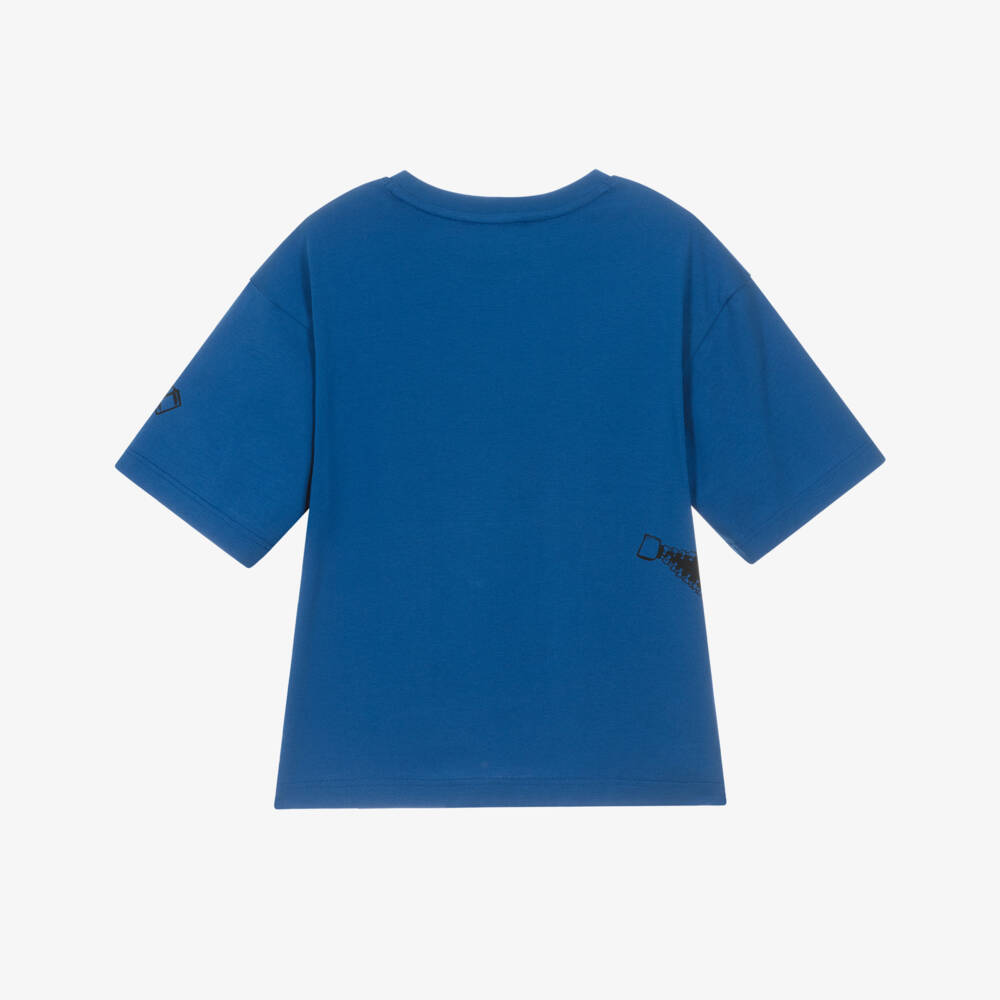 MARC JACOBS-Boys Blue Zipped Logo Organic Cotton T-Shirt | Childrensalon Outlet