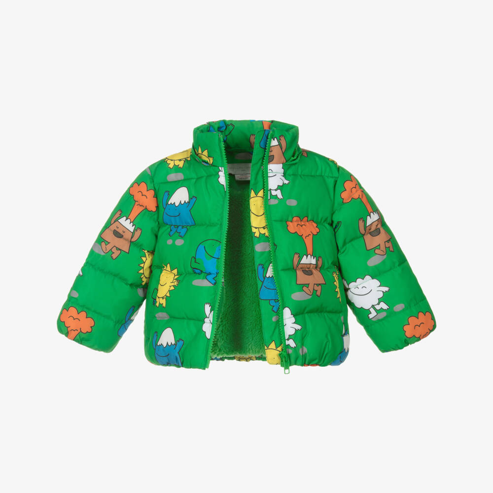Stella McCartney Kids-Boys Bright Green Earth & Friends Puffer Jacket | Childrensalon Outlet