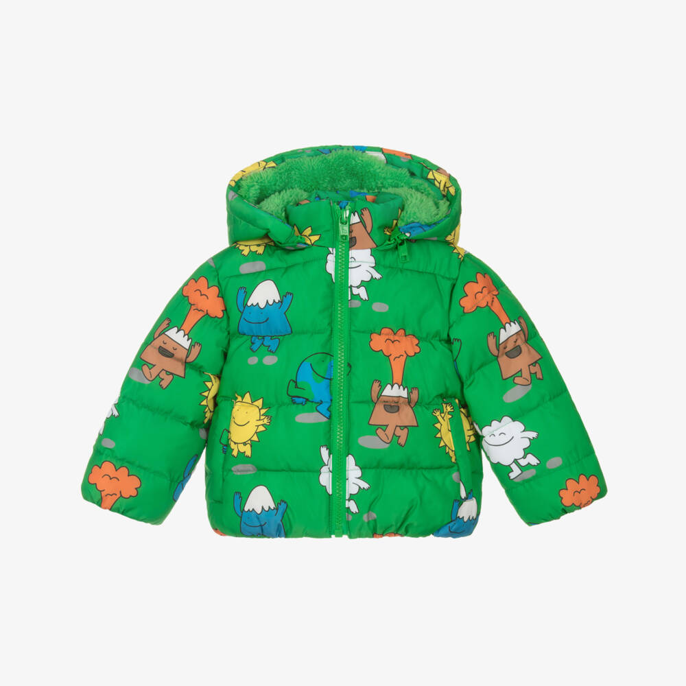 Stella McCartney Kids-Boys Bright Green Earth & Friends Puffer Jacket | Childrensalon Outlet