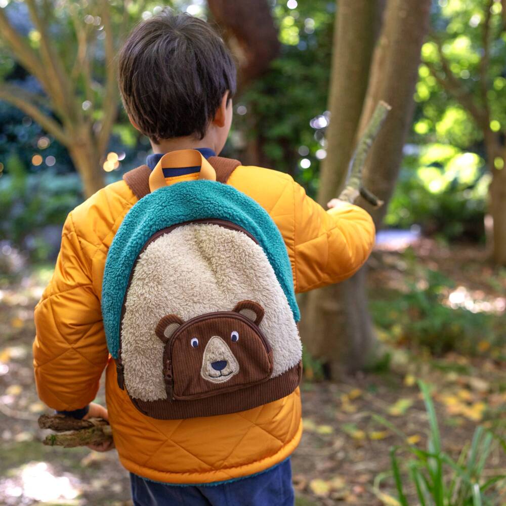 Frugi-Boys Brown Bear Fleece Backpack (30cm) | Childrensalon Outlet