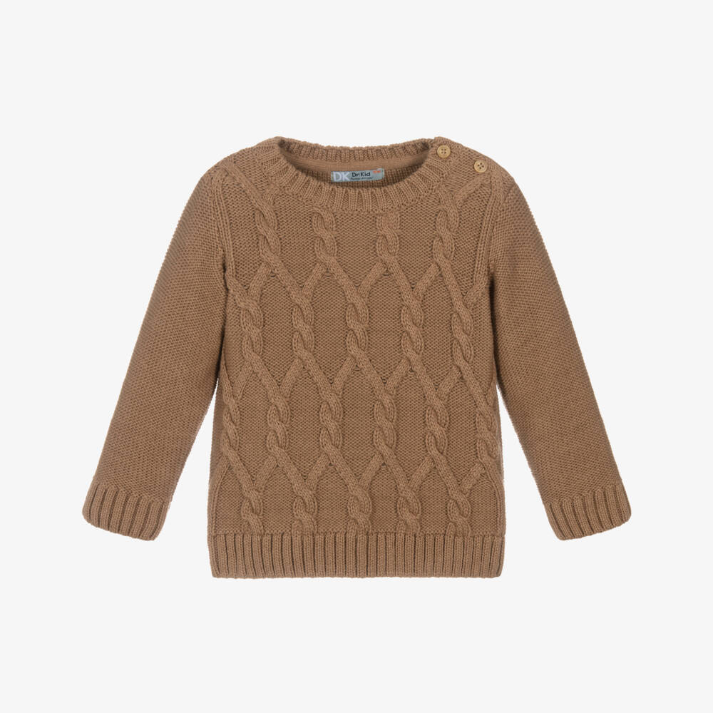 Dr. Kid-Boys Brown Cable Knit Jumper | Childrensalon Outlet