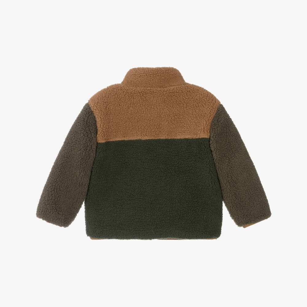 NAME IT-Boys Brown Colourblock Sherpa Fleece Jacket | Childrensalon Outlet