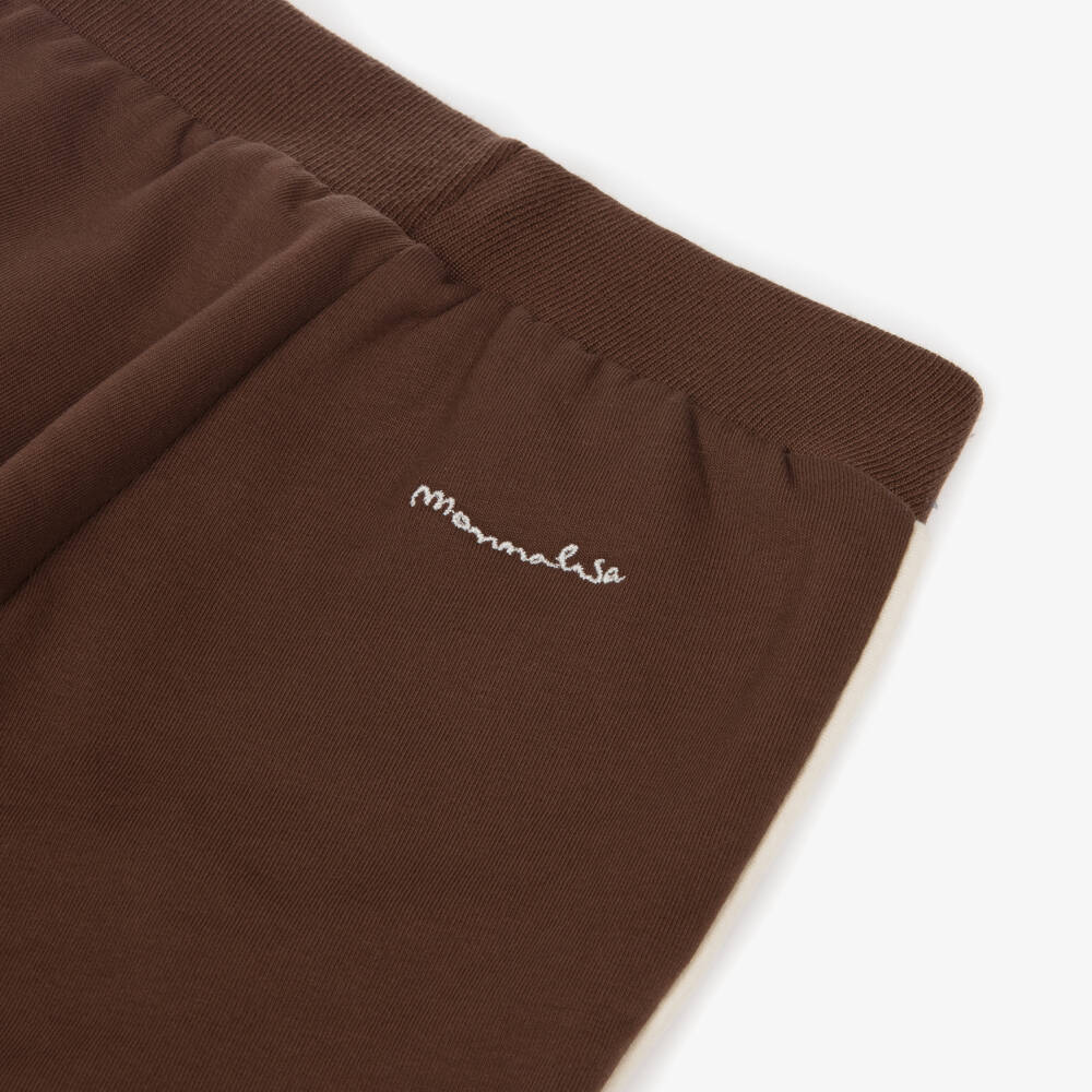 Monnalisa-Boys Brown Cotton Jersey Joggers | Childrensalon Outlet