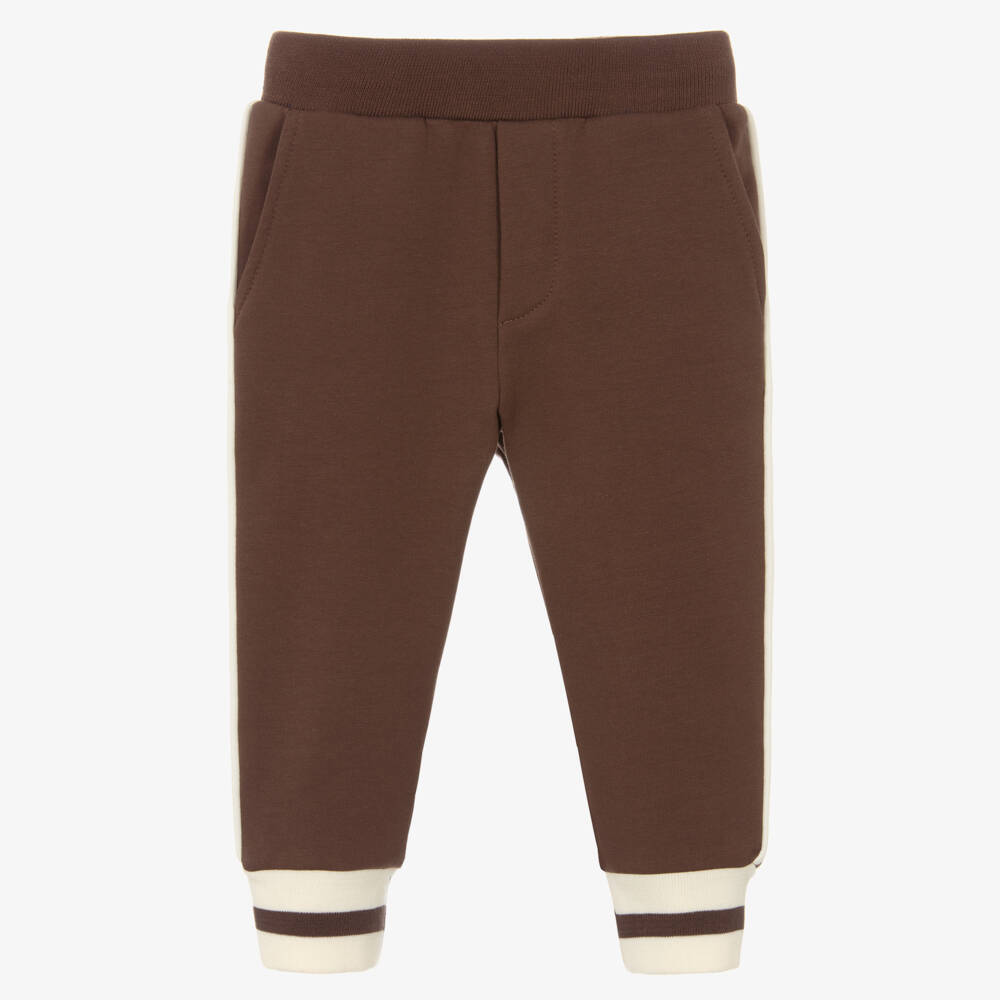 Monnalisa-Boys Brown Cotton Jersey Joggers | Childrensalon Outlet