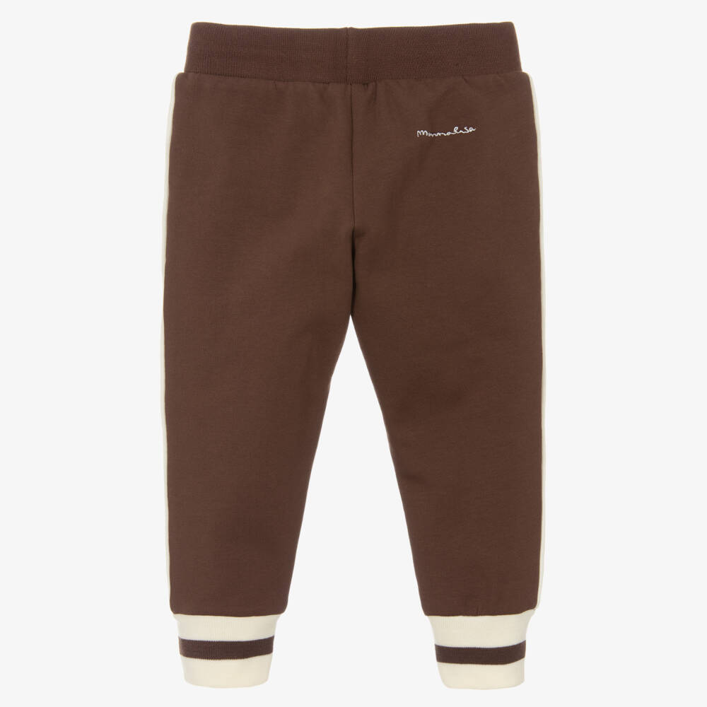 Monnalisa-Boys Brown Cotton Jersey Joggers | Childrensalon Outlet