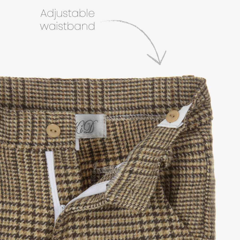 Beau KiD-Boys Brown & Ivory Checked Trouser Set | Childrensalon Outlet