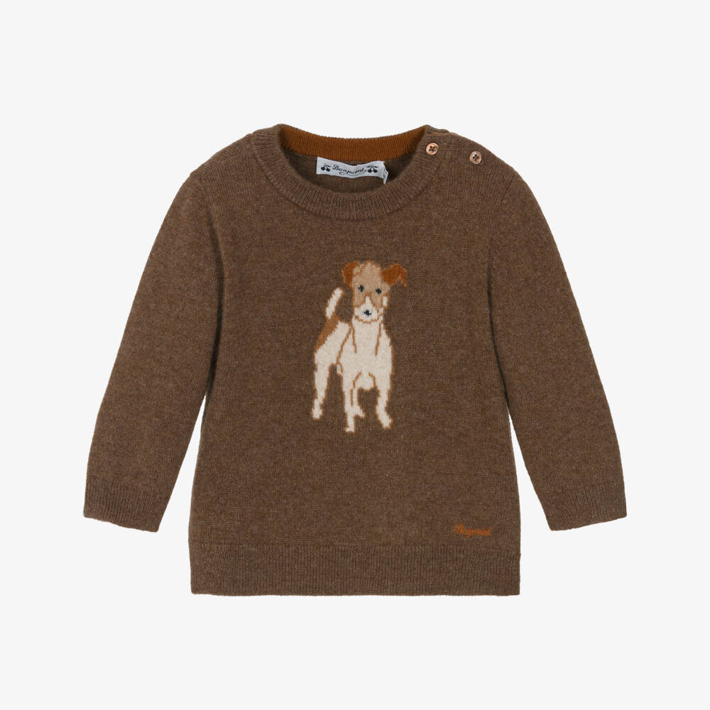 Bonpoint-Boys Brown Pure Cashmere Knit Jumper | Childrensalon Outlet