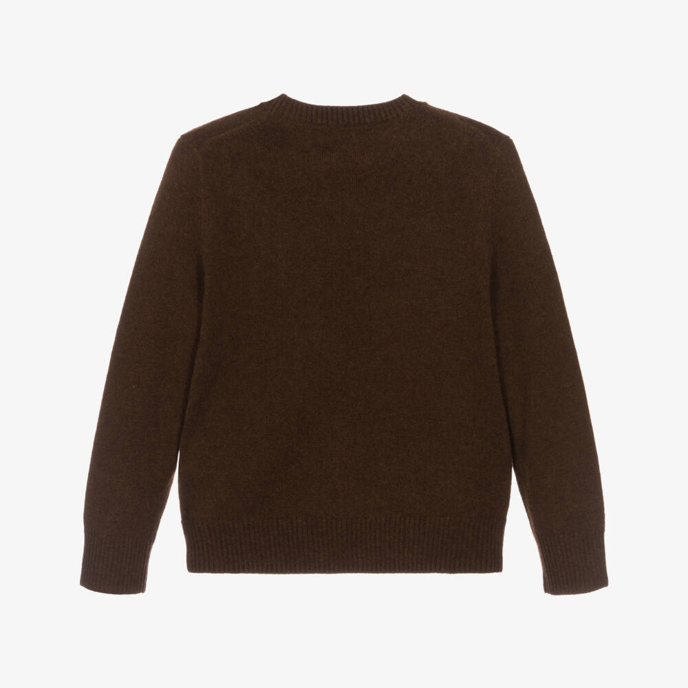 Ralph Lauren-Boys Brown Wool Pony Logo Sweater | Childrensalon Outlet