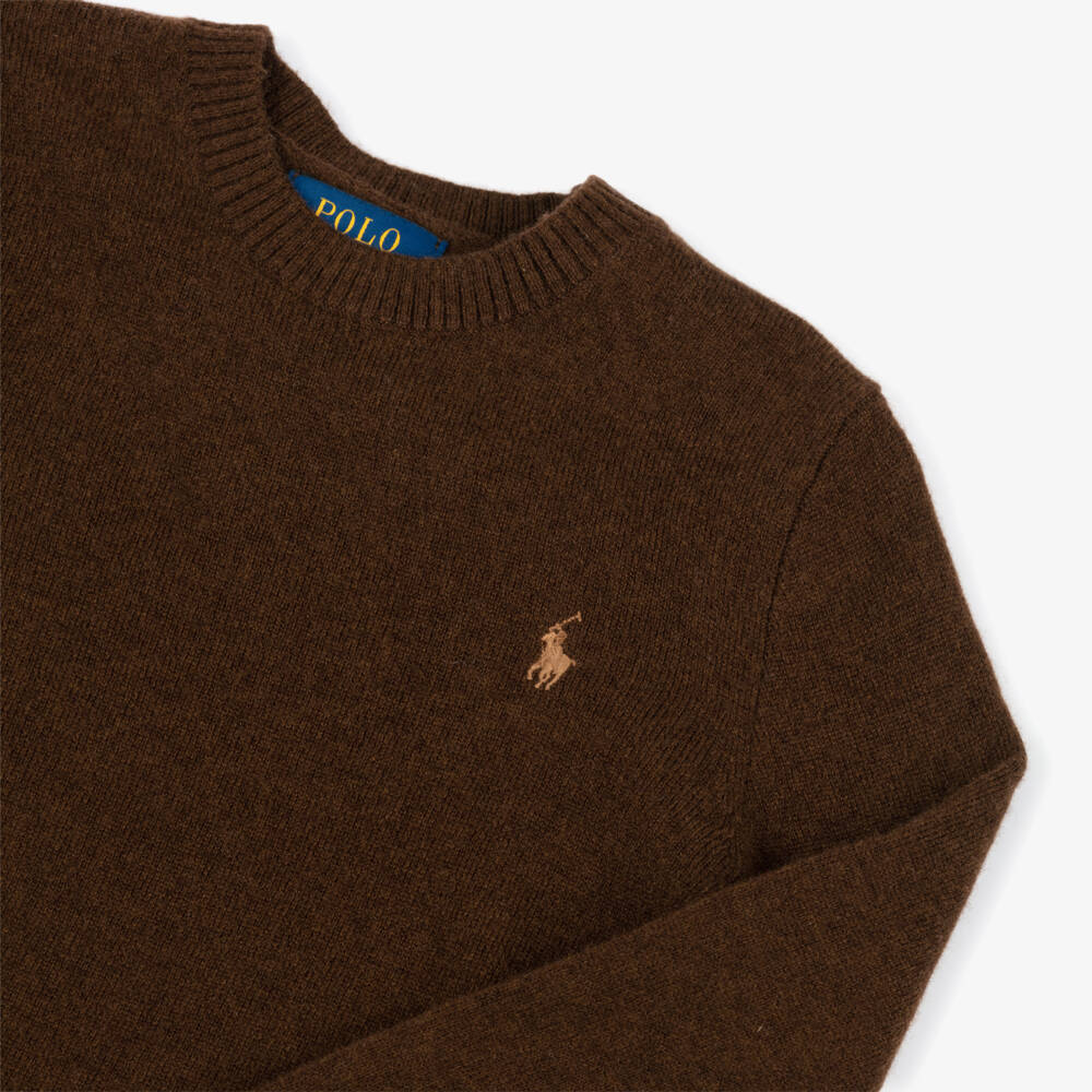 Ralph Lauren-Boys Brown Wool Pony Logo Sweater | Childrensalon Outlet