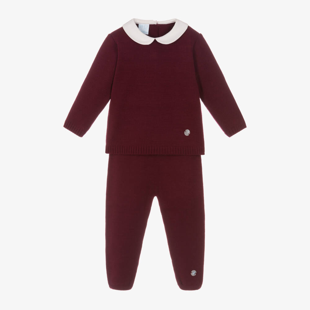 Artesanía Granlei-Boys Burgundy Knitted Trouser Set | Childrensalon Outlet